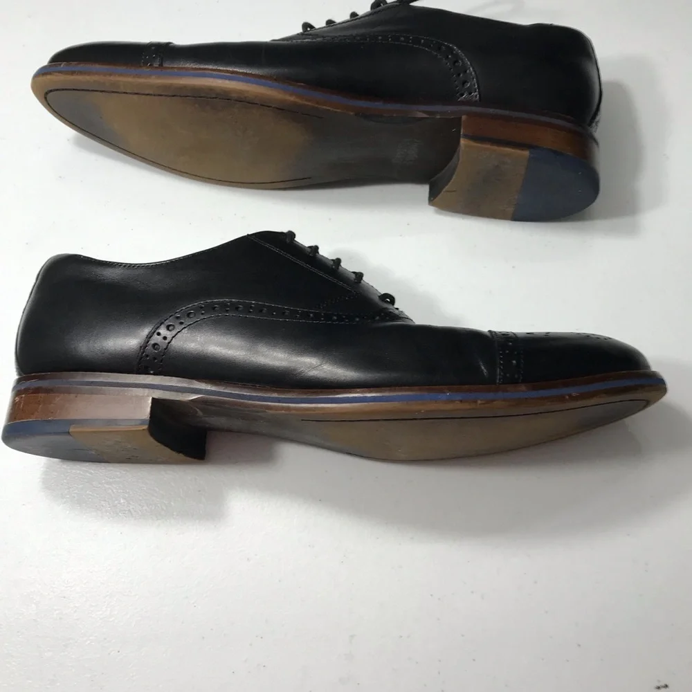 Johnston &Murphy Captoe Men's Black Leather Dress Shoes Size 13W S-03